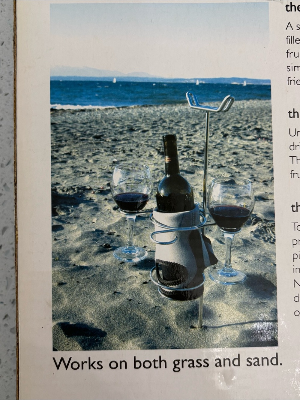 Tovolo Portable Sand & Grass Wine Bottle and Glass Holder - Silver